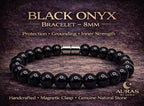 Rose Quartz Bracelet - 8mm Healing Crystal for Love, Unisex - color: 01: Black Onyx, style: F: 8.3-8.7 inches