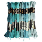 12 Skeins 6 Strands Green Embroidery Floss Thread Polyester Variegated Gradient Cross Stitch Threads Friendship Bracelets String Bulk for Jewelry Making Hand Sewing Knitting Stitching Crafts - color: Dark Green