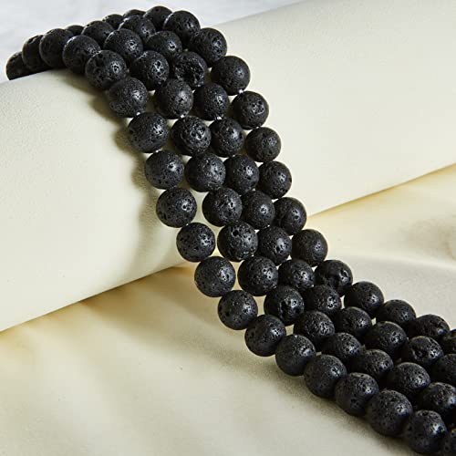 100pcs 6mm Black Lava Beads Natural Gemstone Beads Round Loose Beads for Jewelry Making - color: Black Lava, size: 6mm