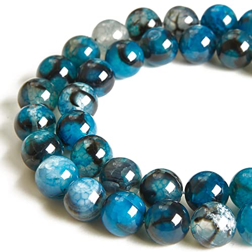 100pcs 6mm Blue Dragon Vein Agate Beads Natural Gemstone Beads Round Loose Beads for Jewelry Making - color: Blue Dragon Vein Agate, size: 6mm