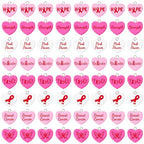 Augshy 64 Pcs Breast Cancer Awareness Charms, Pink Ribbon Resin Charm Breast Cancer Conversation Heart Charms Pink Hope Beads Pendant for DIY Crafs Bracelet Necklace Jewelry Making Accessories - style: Breast Cancer Awareness Style