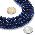 Natural Stone Beads 4mm Lapis Blue Tiger Eye Gemstone Round Loose Beads Crystal Energy Stone Healing Power for Jewelry Making DIY,1 Strand 15" - color: Lapis Blue Tiger Eye, size: 4MM