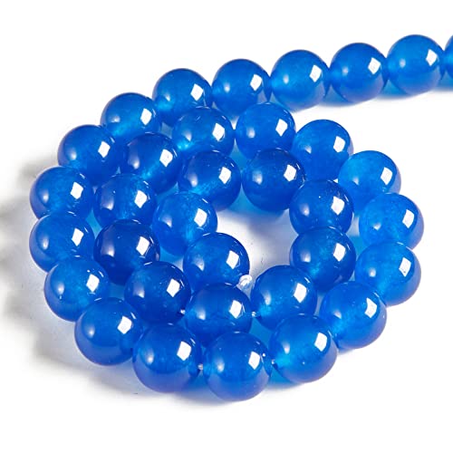 45pcs 8mm Blue Chalcedony Beads Natural Gemstone Beads Round Loose Beads for Jewelry Making - color: Blue Chalcedony, size: 8mm