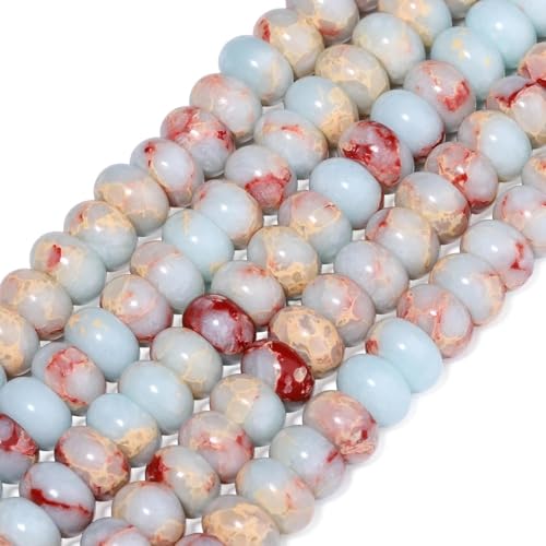 Songxi 5x8mm Natural Blue Shoushan Stone Rondelle Beads, 75PCS Spacer Round Loose Abacus Beads for Jewelry Making, Gemstone for Bracelet Necklace Earrings, Arts and Crafts - color: Blue Shoushan Stone