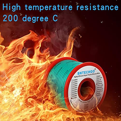 BNTECHGO 30 Gauge Silicone Wire Spool 50 ft Green Flexible 30 AWG Stranded Tinned Copper Wire - size: 30 gauge silicone wire 50ft, style: Green