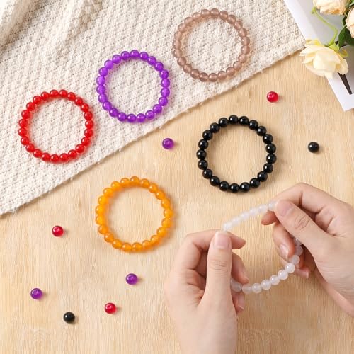 500Pcs Red Glass Beads for Bracelets, 6mm Round Glass Crystal Beads for Bracelet Jewelry Making Kits and DIY Crafts Earring Necklaces Suitable for Beginners(Red) - color: Red