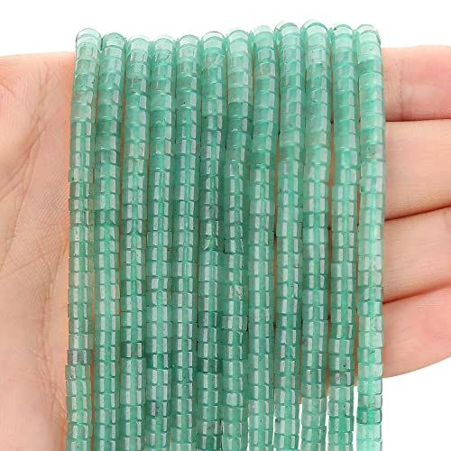 BONNY BOXX 150PCs Natural Green Aventurine Spacer Beads, Loose Semi Precious Flat Round Gemstone Heishi Disc Stone Beads for Beading Jewelry Making 4mm*2mm - color: Green Aventurine, size: 4MM*2MM