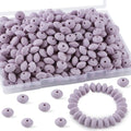 Sunrony 200Pcs Silicone Lentil Beads for Keychain Making, Bulk 12mm Silicone Abacus Spacer Beads for Necklace Bracelet Making Pens (Lilac) - color: K-Lilac