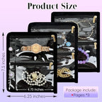 Travel Jewelry Organizer Case,Jewelry Bags for Traveling, Jewelry Binder with 24 Pcs Clear Zipper Velvet Pouches (Inner Pages, 3 PCS) - color: Inner Pages,Black,3 PCS