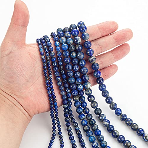 100Pcs Natural Stone Beads 8mm Lapis Lazuli Round Gemstone Loose Beads with Elastic Bracelet String for Bracelets Necklace Jewelry Making - color: Blue Lapis Lazuli, size: 8mm