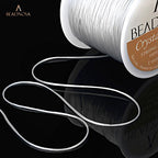 BEADNOVA 1mm Elastic Stretch Jewelry Bracelet Crystal String Cord 60m Roll (2 Roll String with Sewing Fishing Scissors Snips Beading Thread Cutter Embroidery Nippers)