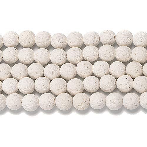 Natural Gemstone Loose Beads Smooth Round Approxi 15 inch DIY Bracelet Necklace for Jewelry Making (6mm, White Lava) - color: White Lava, size: 6mm
