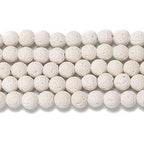 Natural Gemstone Loose Beads Smooth Round Approxi 15 inch DIY Bracelet Necklace for Jewelry Making (6mm, White Lava) - color: White Lava, size: 6mm