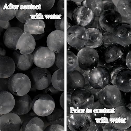 100Pcs Glass Beads 10mm Round Moon Frosted Cracked Water-Activated Transparent Glazed Beads, Ideal for DIY Bracelets Necklaces Phone Charms Craft Supplies (Black) - color: Black