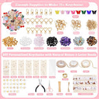 TOHONGADON 907 Pcs Lip Gloss Charms, Keychain Making Kit, Bag Charm Kit with 5 Kinds of Crystal Stones, 343 Charms, 24 Keychain Clips, Key Ring Jewelry Plier, Extender Chain for DIY Crafting - color: 907 Pcs Keychain