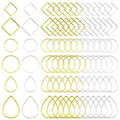 Ximalun 120Pcs Earring Hoop Jewelry Making 3 Shapes Teardrop Square Round Circle Hoop Earring Bulk Open Bezel Pendant Frame for DIY Earring Making Supplies (Gold, Silver) - color: Gold,Silver