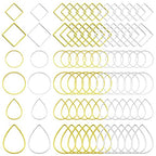 Ximalun 120Pcs Earring Hoop Jewelry Making 3 Shapes Teardrop Square Round Circle Hoop Earring Bulk Open Bezel Pendant Frame for DIY Earring Making Supplies (Gold, Silver) - color: Gold,Silver