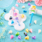 Beadthoven 20pcs Big Letter P Beads Large Hole Bubble Alphabet Acrylic Beads Charm Iridescent Plastic P Shape Loose Chunky Spacers for Jewelry Making Bracelet Necklace Keychains Shoelaces Crafts - color: P