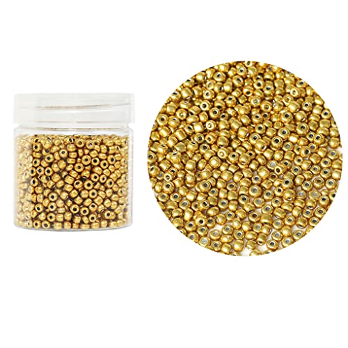 Bala&Fillic Golden Color 4mm Glass Seed Beads About 1400pcs in Box 6/0 Glass Craft Seed Beads for Jewelry Making (Golden, 4mm) - color: Golden, size: 4mm