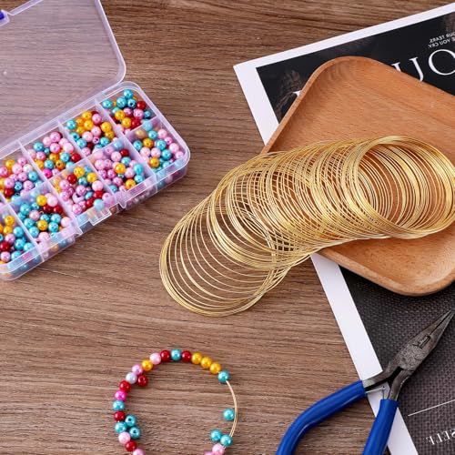 100 Loops Golden Memory Wire, 0.6mm/22-gauge Beading Wire for Jewelry Making, Memory Wires for Bracelets, Necklaces, Art Creations, DIY Handmade Products