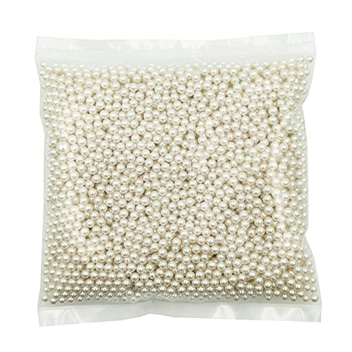 INSPIRELLE 3800pcs 5mm Ivory Polished ABS Undrilled Art Faux Pearls for Vase Fillers, No Hole Imitation Round Pearl Beads for Home Decoration - color: Ivory, size: 5mm