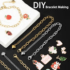 Wurosi 24PCS 6.3Inch Chain Bracelets Kit 18K Gold Plated Charm Bracelet Chains Stainelss Steel Charm Bracelets with Heart Lobster Clasp Extender Chain for Women Jewelry Bracelet Making - color: Bracelets 24 PCS Gold+Silver