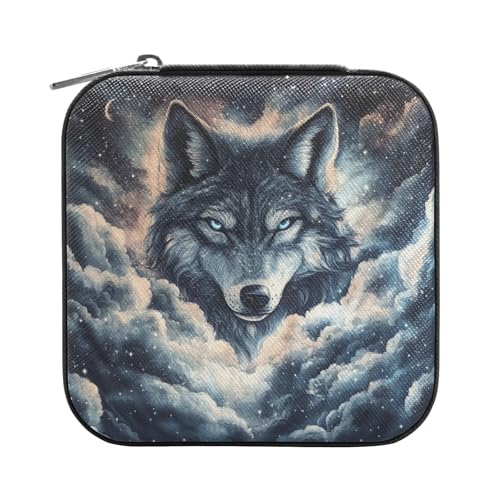 Travel Jewelry Case Jewelry Box Organizer for Women Girls Man Small Mini Portable Jewelry Storage Box for Earring Ring Necklace Grey Wolf Star Black - color: Grey Wolf Star