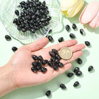 Ipotkitt 100 Pcs Two Tone Glass Drop Charms - Black Frosted & Spray Painted Crystal Teardrop Bead Charms for DIY Crafts & Jewelry Making - color: 100pcs-Frosted Teardrop Charms-Black