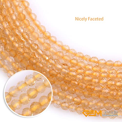 GEM-Inside 2mm Natural Stone Yellow Citrine Quartz Faceted Round Spacer Small Beads for Jewelry Making 15" - color: Yellow Citrine, size: 2mm
