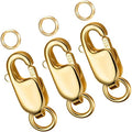 Dailyacc 925 Sterling Silver Lobster Clasp with Closed Jump Rings Gold Necklace Clasps and Closures for Jewelry Bracelet Extender,Made in Italy - color: 3pcs Gold, size: 0.47IN/12MM