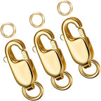 Dailyacc 925 Sterling Silver Lobster Clasp with Closed Jump Rings Gold Necklace Clasps and Closures for Jewelry Bracelet Extender,Made in Italy - color: 3pcs Gold, size: 0.47IN/12MM