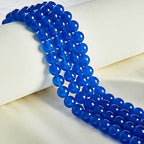 60pcs 6mm Blue Chalcedony Beads Natural Gemstone Beads Round Loose Beads for Jewelry Making - color: Blue Chalcedony, size: 6mm