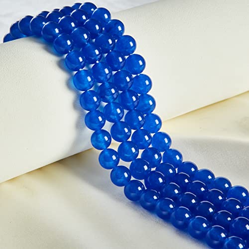 35pcs 10mm Blue Chalcedony Beads Natural Gemstone Beads Round Loose Beads for Jewelry Making - color: Blue Chalcedony, size: 10mm