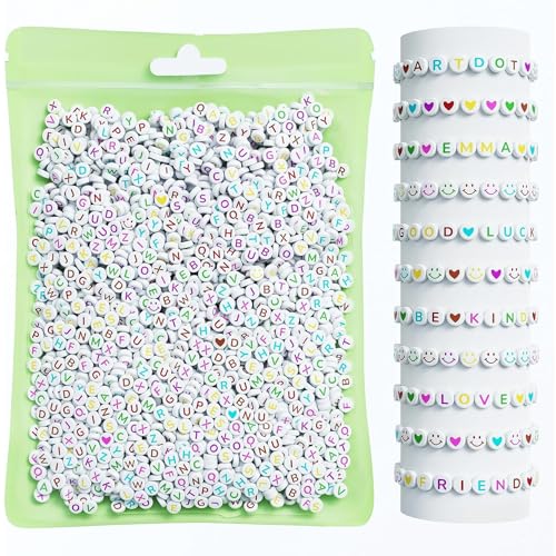 ARTDOT 800 Pieces Assortment Letter Beads for Friendship Bracelets Making Kit, 28 Styles Jewelry Making Supplies Alphabet Beads Set Preppy Crafts Art - color: Multicolor Letter White Bead