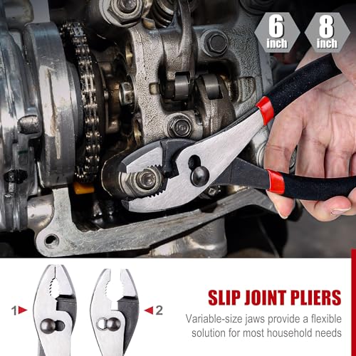 FASTPRO 7-piece Utility Pliers Set, Includes Slip Joint, Long Nose, Diagonal, Groove Joint, Linesman, and Mini Long Nose Pliers, Dipped Handle