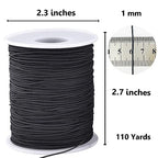 LUSTEMBER Elastic String for Bracelets, 1 mm x 110 Yards Sturdy Stretchy Elastic Cord for Jewelry Making, Necklaces, Beading - Black - size: Black