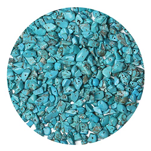 LAIDANLA Blue Turquoise 400pcs Natural Chip Stone Beads 5-8mm Healing Crystal Irregular Gemstones Drilled DIY Loose Rocks Bead Crystal for Bracelet Earrings Necklace Jewelry Making Crafting - color: C-Blue Turquoise