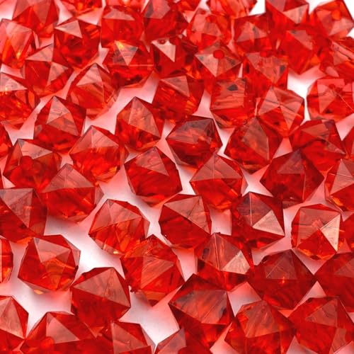 Jmassyang 300 Pieces 8mm Acrylic Faceted Cube Beads Colorful Square with Hole Plastic Loose Spacer Bead for DIY Wind Chimes Suncatcher Necklaces Bracelets Earrings Jewelry Making(Red) - color: Red, size: 8MM