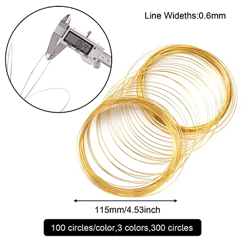 Pandahall 300 Loop Jewelry Wire Memory Steel Beading Wire Cuff Bangle Bracelet Jewelry Findings for Wire Wrap DIY Arts Crafts Making (23 Gauge, 115mm Diameter)