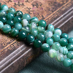 37Pcs Natural Crystal Beads Stone 10mm Green Stripe Onyx Agates Gemstone Round Loose Energy Healing Beads for Bracelet Necklace Earrings Jewelry Making - color: Green, size: 10MM