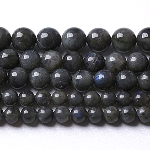 8MM 46PCS Natural Stone Black Labradorite Beads Crystal Loose Beads for Jewelry Making DIY Bracelet - color: Black Labradorite, size: 8mm
