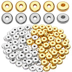 200pcs 8mm Flat Round Rondelle Spacer Beads Disc Spacers Loose Beads Jewelry Metal Spacers for DIY Bracelet Necklace Crafts,Gold and Silver - color: Gold and Silver