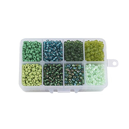 Pandahall About 1900pcs 6/0 Glass Seed Beads Round Loose Spacer Beads Hole: 1mm for DIY Jewelry Making (Green) - color: Green, size: 6/0