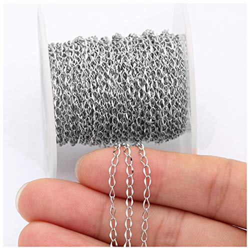 33FT Stainless Steel Jewelry Chains Silver Extender Chains Twisted Cable Chains Link Bulk for Jewelry Makings - color: Silver, size: Chain Width 1.5mm