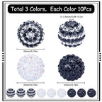 SUNNYCLUE 30Pcs Bubblegum Beads 20mm Rhinestone Beads Bulk Large Opaque Black White Resin Chunky Round Shiny Plastic Beaded Disco Ball Bubble Chunk Spacers for Jewelry Making Kits Beadable Pens - color: 30pcs 20mm Black White Rhinestone Beads