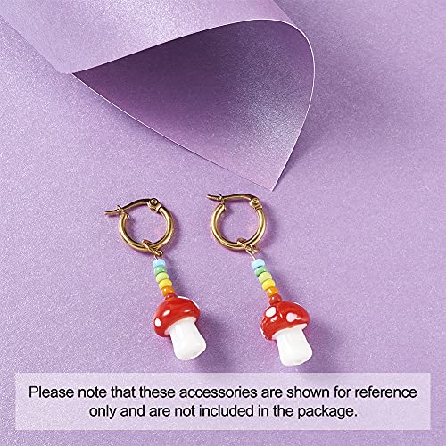 Cheriswelry 25pcs/Strand Mushroom Handmade Lampwork Beads Red Glass Loose Spacer Beads Cute Mini Mushroom Charms 16x12mm for DIY Craft Bracelet Earring Necklace Jewelry Making Hole: 1.8mm - color: Mushroom-Red
