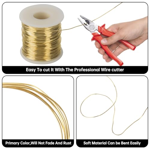 16 Gauage(1.3 mm) 1 Pound 128 ft Spool Brass Wire for Jewelry Making, Beading,Yellow Brass, Round, Dead Soft - size: 16 Gauage(1.3 mm),1 Pound