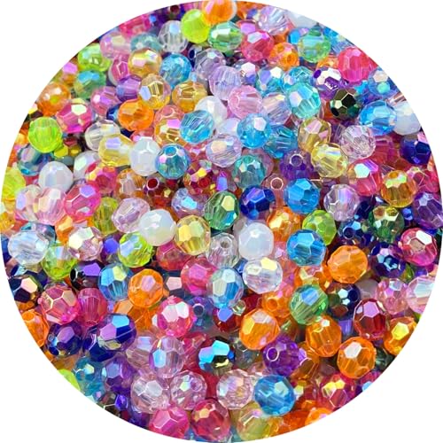 400 PCS 8mm Acrylic Faceted Spacer Beads AB Color Glossy Round Loose Beads for Jewelry Making Bracelet Necklace Earring Ornament Wind Chimes Key Chains(Multicolor) - color: Multicolor, size: 8mm