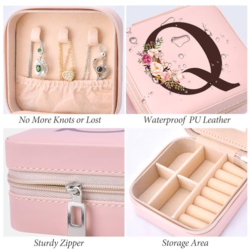 Inngeroo Mothers Day Mom Gifts from Daughter Son, Travel Jewelry Case Box Organizer Personalized Gifts for Mom Wife Women Daughter Friends Sister Grandma Aunt - style: Q