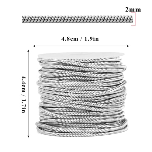 33 Feet Stainless Steel Snake Chains Roll, 2.0mm 304 Stainless Steel Round Snake Chain Bulk Spool for Jewelry Making DIY Craft - color: 2mm Stainless Steel Round Snake Chains
